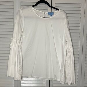 CeCe White Ruffled Bell Sleeve Blouse